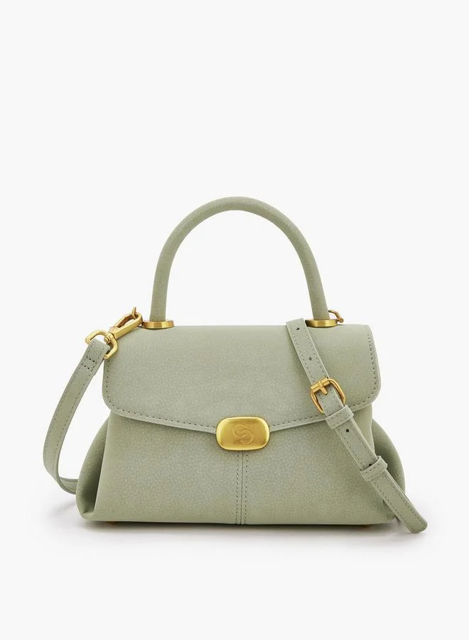 Celeste Suede Satchel Bag With Grab Handle